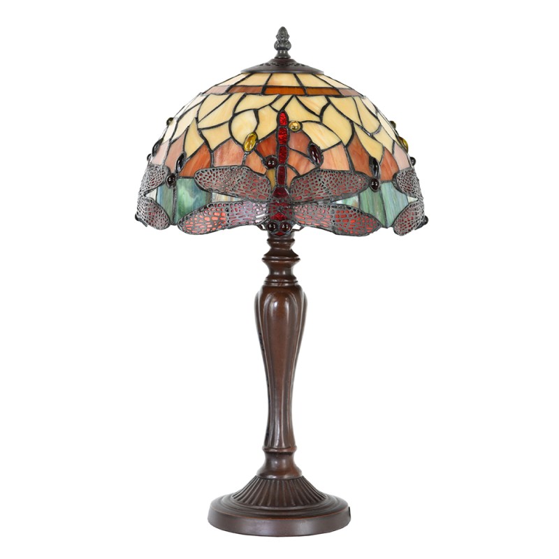 LumiLamp Lampe de table Tiffany Libellule Ø 30x53 cm  Jaune Verre Plastique