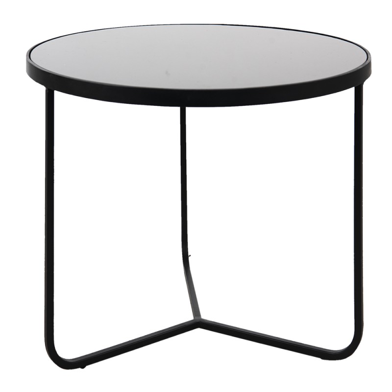 Clayre & Eef Side Table Ø 75x50 cm Black Aluminium Round