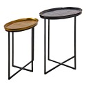Clayre & Eef Side Table Set of 2 Black Aluminium Oval