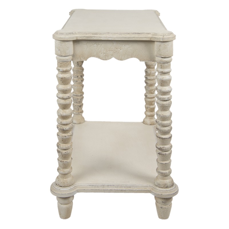 Clayre & Eef Table d'appoint 60x40x70 cm Blanc Bois Rectangle