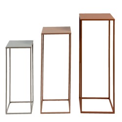 Clayre & Eef Side Table Set of 3 Pink Grey Iron Rectangle