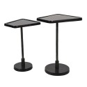 Clayre & Eef Table d'appoint set de 2 35x35x56 cm Noir Verre Aluminium
