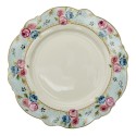 Clayre & Eef Dinner Plate Ø 28 cm Blue White Ceramic Round Flowers