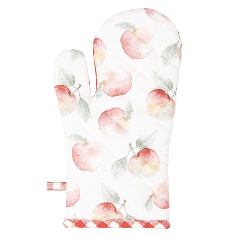 Clayre & Eef Oven Mitt 18x30 cm Red White Cotton Apples