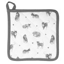 Clayre & Eef Pot Holder 20x20 cm Grey White Cotton Square Cats