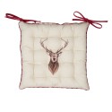 Clayre & Eef Cuscino per sedia in gommapiuma 40x40 cm Beige Rosso Cotone Quadrato Cervo