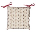 Clayre & Eef Coussin de chaise en mousse 40x40 cm Beige Rouge Coton Carré Cerf