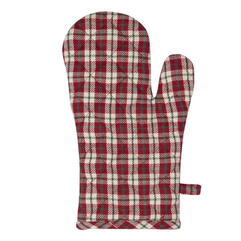 Clayre & Eef Oven Mitt 18x30 cm Beige Red Cotton Deer