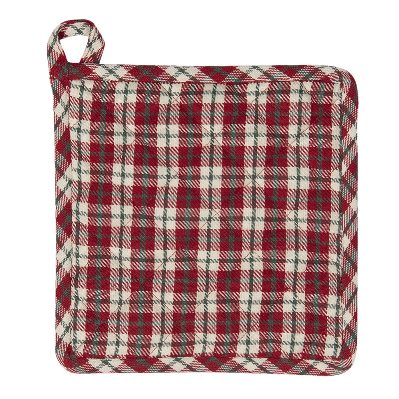 Clayre & Eef Pot Holder 20x20 cm Beige Red Cotton Square Deer