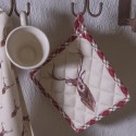 Clayre & Eef Pot Holder 20x20 cm Beige Red Cotton Square Deer