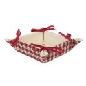 Clayre & Eef Bread Basket 35x35x8 cm Red Beige Cotton Square Diamond and Deer