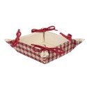 Clayre & Eef Brotkorb 35x35x8 cm Rot Beige Baumwolle Quadrat Rauten Hirsch