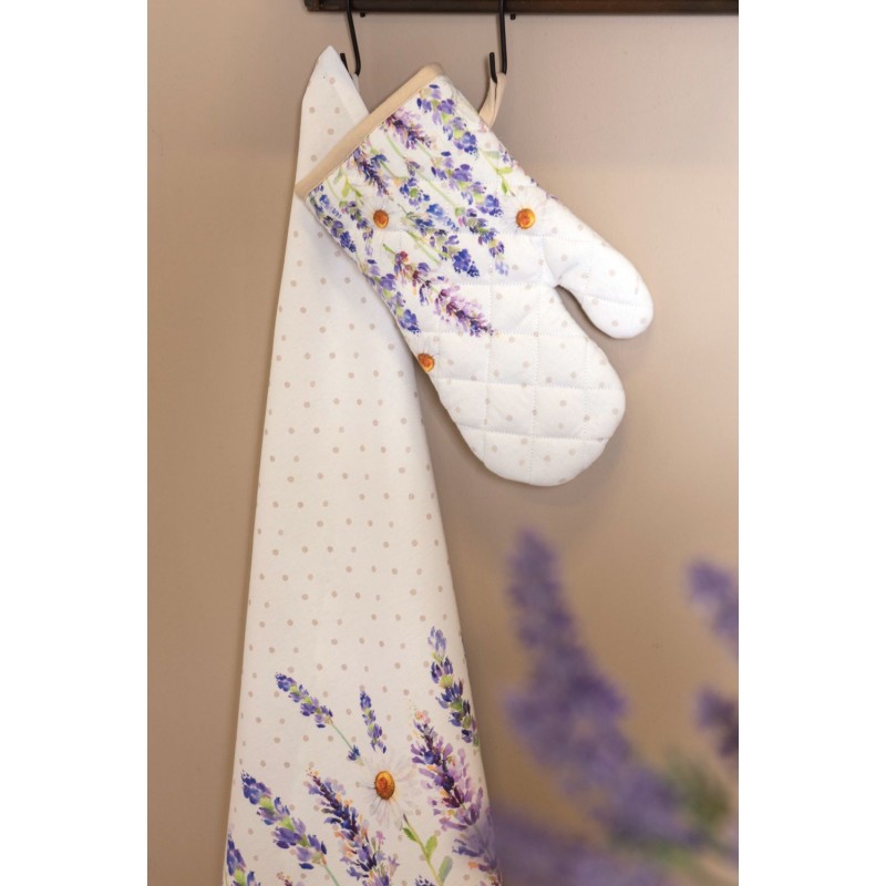 Clayre & Eef Tea Towel  50x70 cm Purple White Cotton Lavender