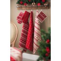 Clayre & Eef Küchenschürze 70x85 cm Rot Beige Baumwolle Weihnachten