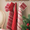 Clayre & Eef Geschirrtuch 50x85 cm Rot Beige Baumwolle Rechteck Weihnachten