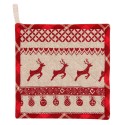 Clayre & Eef Pot Holder 20x20 cm Red Beige Cotton Square Christmas