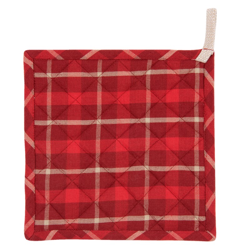 Clayre & Eef Pot Holder 20x20 cm Red Beige Cotton Square Christmas