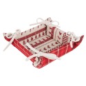 Clayre & Eef Bread Basket 35x35x8 cm Red Beige Cotton Square Christmas