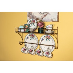 Clayre & Eef Speiseteller Ø 26 cm Weiß Rosa Porzellan Rund Blumen