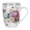 Clayre & Eef Mug 360 ml Blanc Rose Porcelaine Rond Fleurs