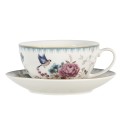 Clayre & Eef Tea for One 460 ml Blanc Rose Porcelaine Rond Fleurs