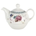 Clayre & Eef Tea for One 460 ml White Pink Porcelain Round Flowers