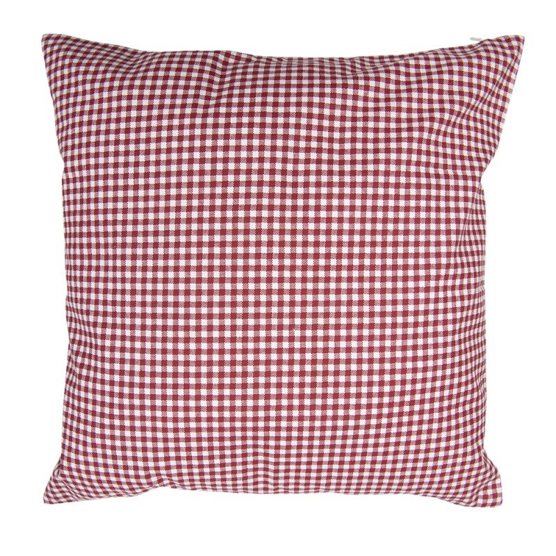Clayre & Eef Cushion Cover 40x40 cm Red White Cotton Square Roses
