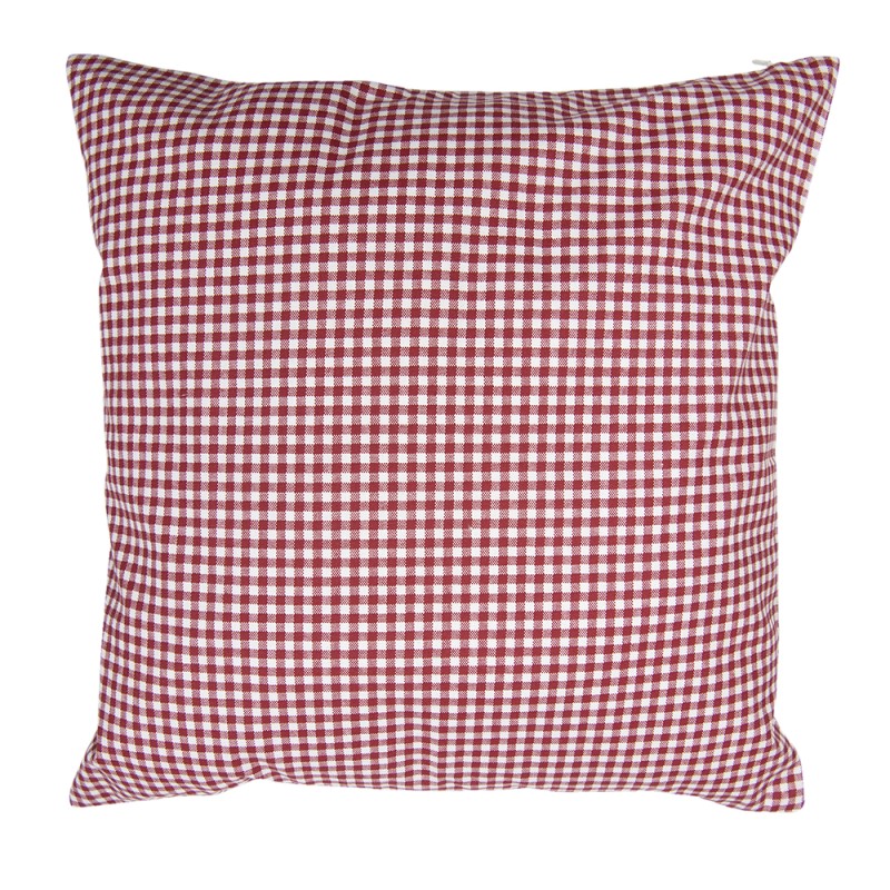 Clayre & Eef Kissenbezug 40x40 cm Rot Weiß Baumwolle Quadrat Rosen