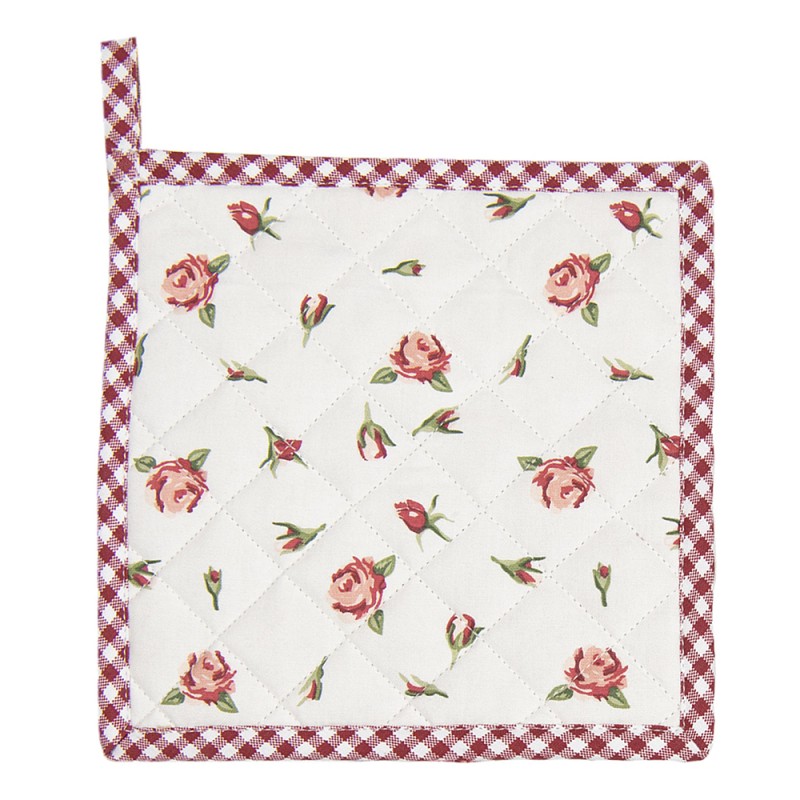 Clayre & Eef Manique 20x20 cm Rouge Blanc Coton Carré Roses