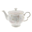 Clayre & Eef Teapot 1200 ml White Pink Porcelain Round Flowers