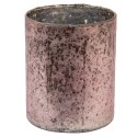 Clayre & Eef Tealight Holder Ø 13x15 cm Pink Glass Round