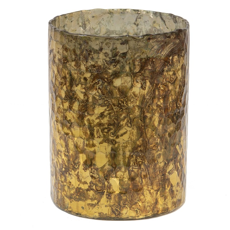 Clayre & Eef Teelichthalter Ø 15x20 cm Goldfarbig Braun Glas Rund