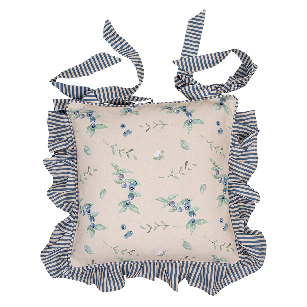 Clayre&Eef Kussenhoes Stoelkussen 40x40 cm Beige Katoen Bos Dieren Herfst afbeelding