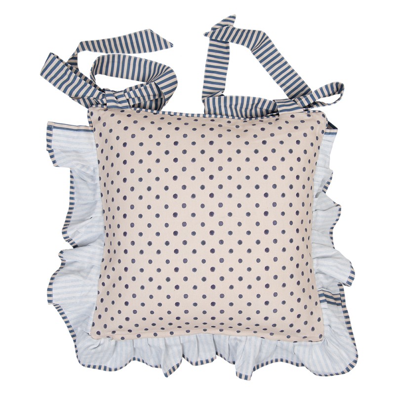 Clayre & Eef Kissenbezug für Stuhlkissen 40x40 cm Beige Baumwolle Quadrat Blaubeeren