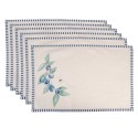 Clayre & Eef Sets de table set de 6 48x33 cm Beige Bleu Coton Rectangle Myrtilles