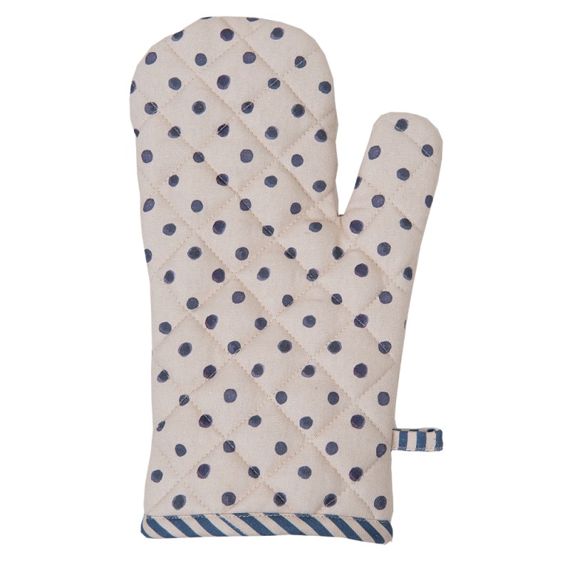 Clayre & Eef Oven Mitt 18x30 cm Beige Cotton Blueberries