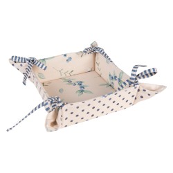 Clayre & Eef Bread Basket 35x35x8 cm Beige Blue Cotton Blueberries