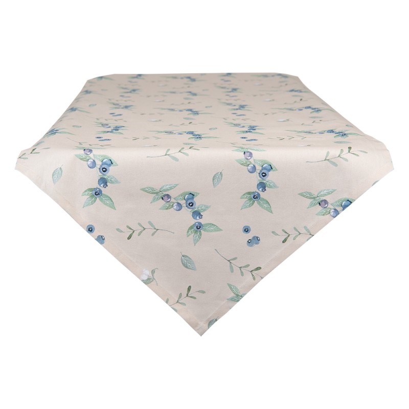 Clayre & Eef Table Runner 50x160 cm Beige Blue Cotton Blueberries