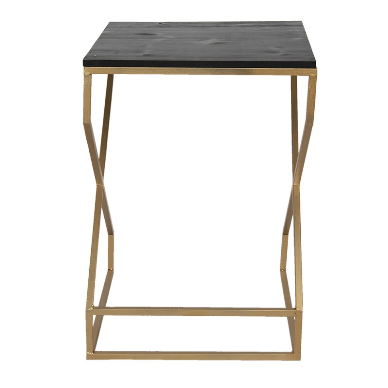 Clayre & Eef Side Table 40x40x55 cm Gold colored Iron Wood Square