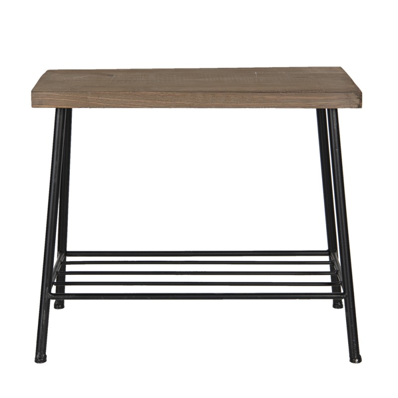 Clayre & Eef Side Table 40x21x33 cm Brown Black Iron Wood Rectangle