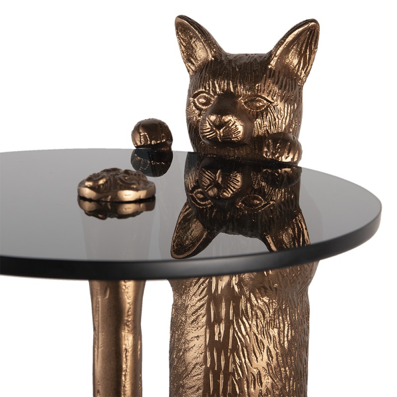 Clayre & Eef Side Table Cat 51x36x30 cm Copper colored Black Aluminium