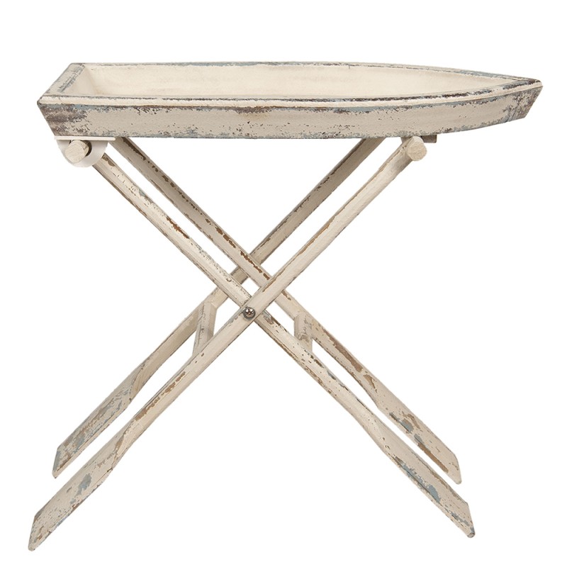 Clayre & Eef Table d'appoint 70x39x64 cm Blanc Bois