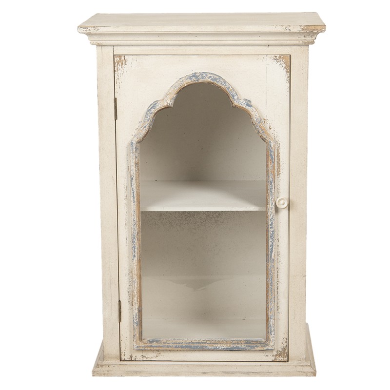 Clayre & Eef Wall Cabinet 56x36x85 cm White Wood Glass Rectangle