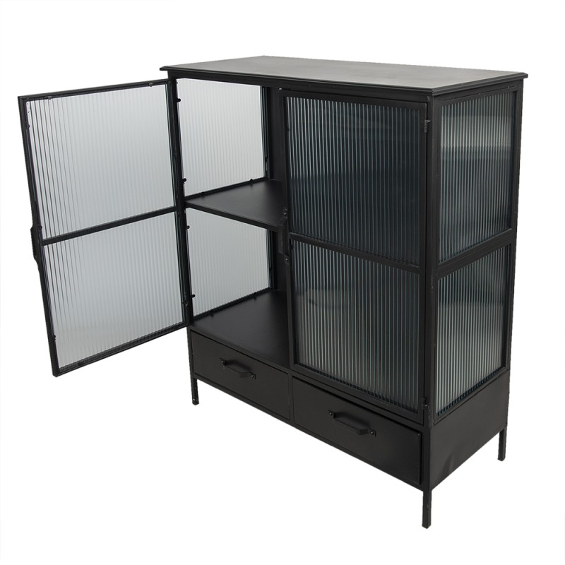 Clayre & Eef Display Cabinet 90x38x102 cm Black Iron Rectangle