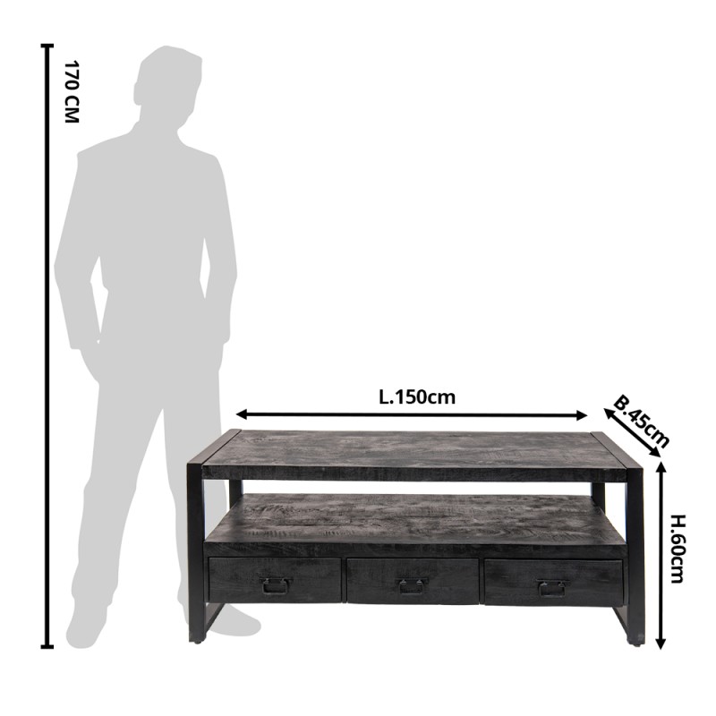 Clayre & Eef Meuble TV 150x45x60 cm Noir Bois