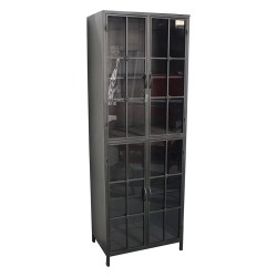 Clayre & Eef Display Cabinet 60*43*171 cm Black Metal Glass