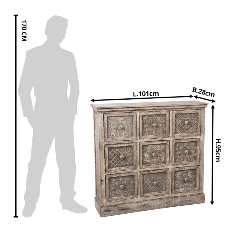 Clayre & Eef Chest of Drawers 101x28x95 cm Brown Wood