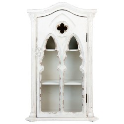 Clayre & Eef Wall Cupboard 5H0272 49*22*79 cm White Wood Glass Rectangle
