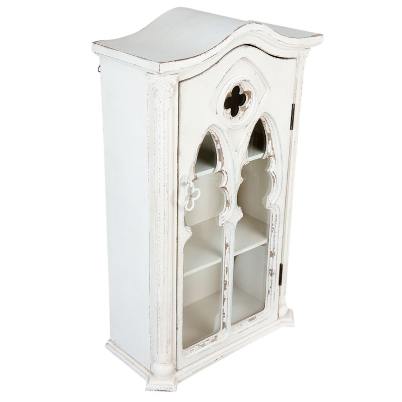 Clayre & Eef Wall Cabinet 49x22x79 cm White Wood Glass