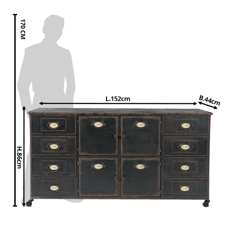 Clayre & Eef Chest of Drawers 152x44x86 cm Brown Iron Rectangle